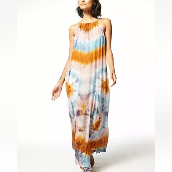 YFB Long Tie Dye Ellie  Halter Maxi Dress| Size M - Picture 1 of 10